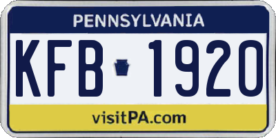PA license plate KFB1920
