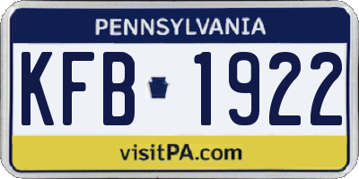 PA license plate KFB1922