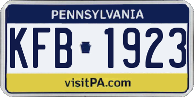 PA license plate KFB1923