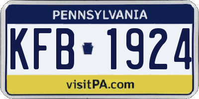 PA license plate KFB1924