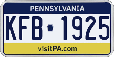 PA license plate KFB1925