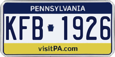 PA license plate KFB1926