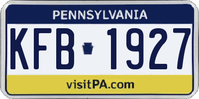PA license plate KFB1927
