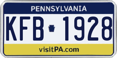 PA license plate KFB1928