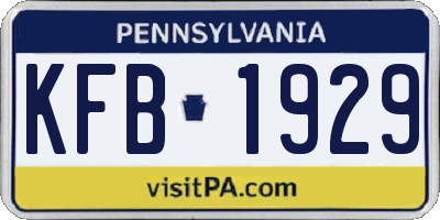 PA license plate KFB1929