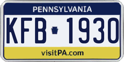PA license plate KFB1930