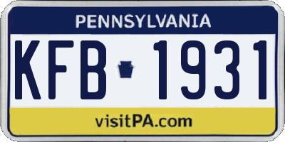 PA license plate KFB1931