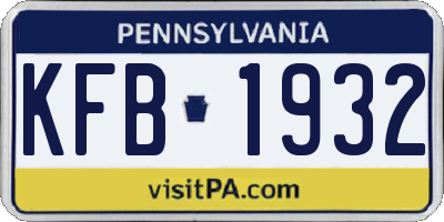 PA license plate KFB1932
