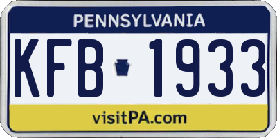 PA license plate KFB1933