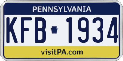 PA license plate KFB1934