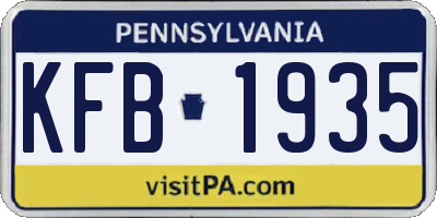 PA license plate KFB1935