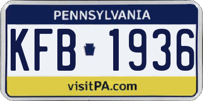 PA license plate KFB1936