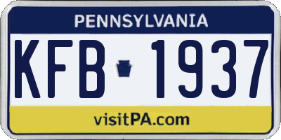 PA license plate KFB1937