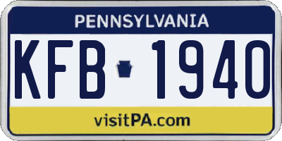 PA license plate KFB1940