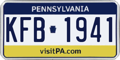 PA license plate KFB1941