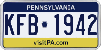 PA license plate KFB1942