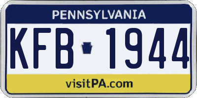 PA license plate KFB1944
