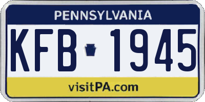 PA license plate KFB1945