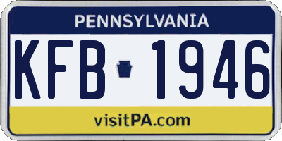 PA license plate KFB1946