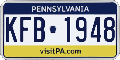 PA license plate KFB1948
