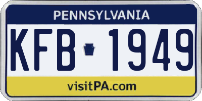 PA license plate KFB1949