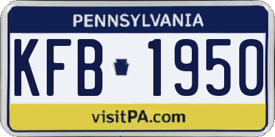 PA license plate KFB1950