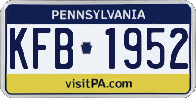 PA license plate KFB1952