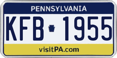 PA license plate KFB1955