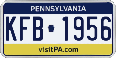 PA license plate KFB1956