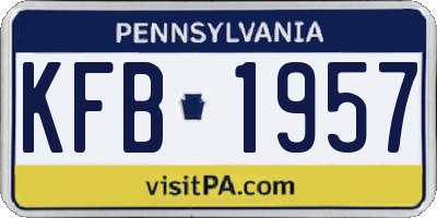 PA license plate KFB1957