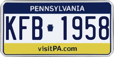 PA license plate KFB1958