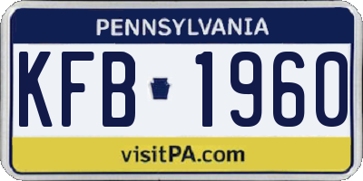 PA license plate KFB1960