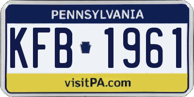 PA license plate KFB1961