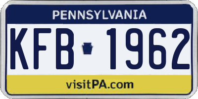 PA license plate KFB1962