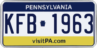 PA license plate KFB1963
