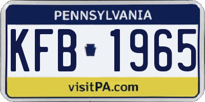 PA license plate KFB1965