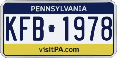 PA license plate KFB1978