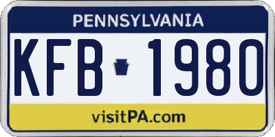 PA license plate KFB1980