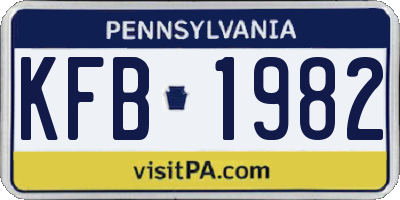 PA license plate KFB1982