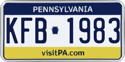 PA license plate KFB1983