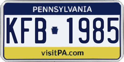 PA license plate KFB1985