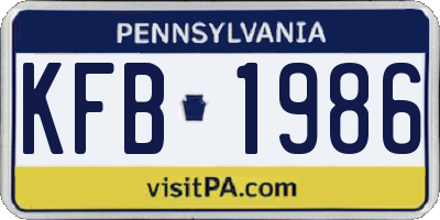 PA license plate KFB1986