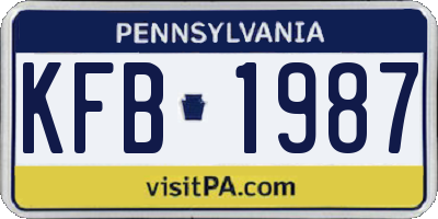 PA license plate KFB1987