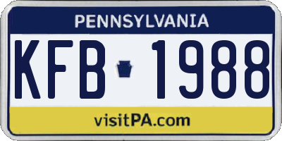 PA license plate KFB1988