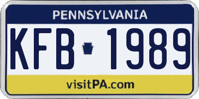 PA license plate KFB1989