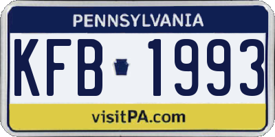 PA license plate KFB1993