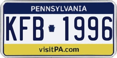 PA license plate KFB1996