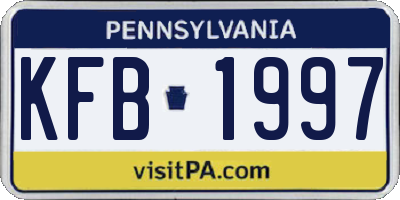 PA license plate KFB1997