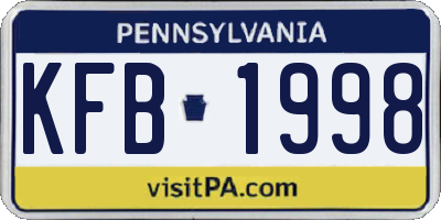 PA license plate KFB1998