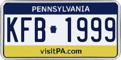 PA license plate KFB1999